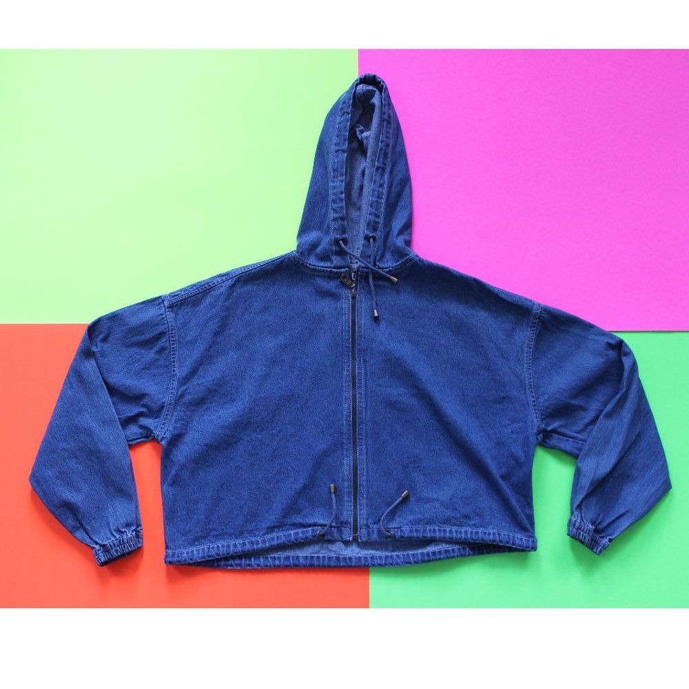 Vintage Blue Denim Hooded Jean Jacket